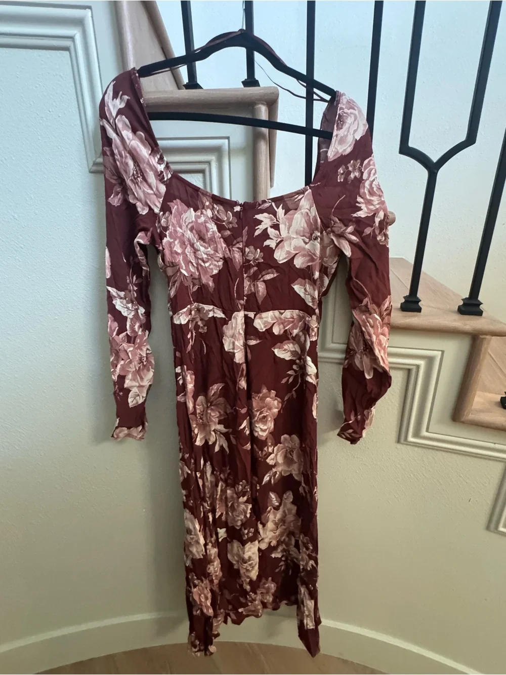 The Workshop Clothing Burgundy Floral Long Sleeve Maxi Dress - Picture 2 of 5
